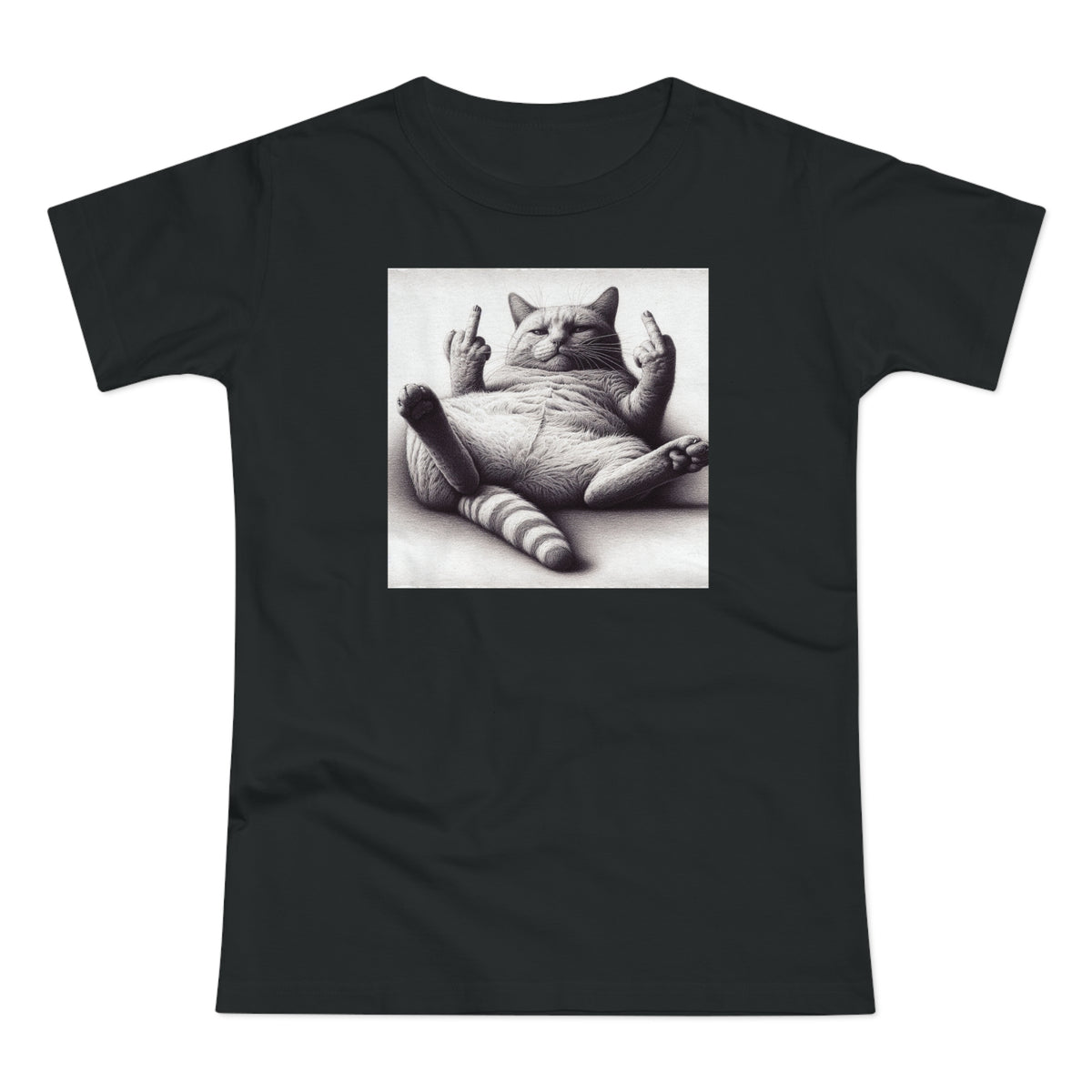 Lustige Faule Katze mit Mittelfinger - Frauen T-Shirt