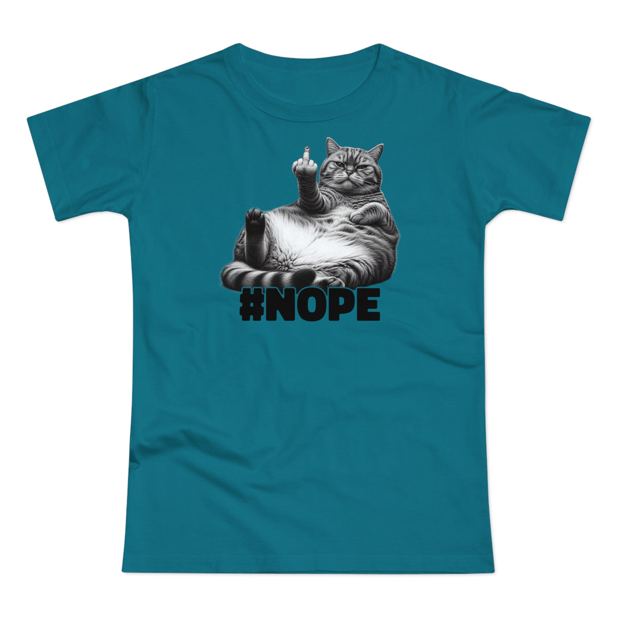 Lustige fette faule Katze mit Mittelfinger - NOPE keine Lust - Frauen T-Shirt