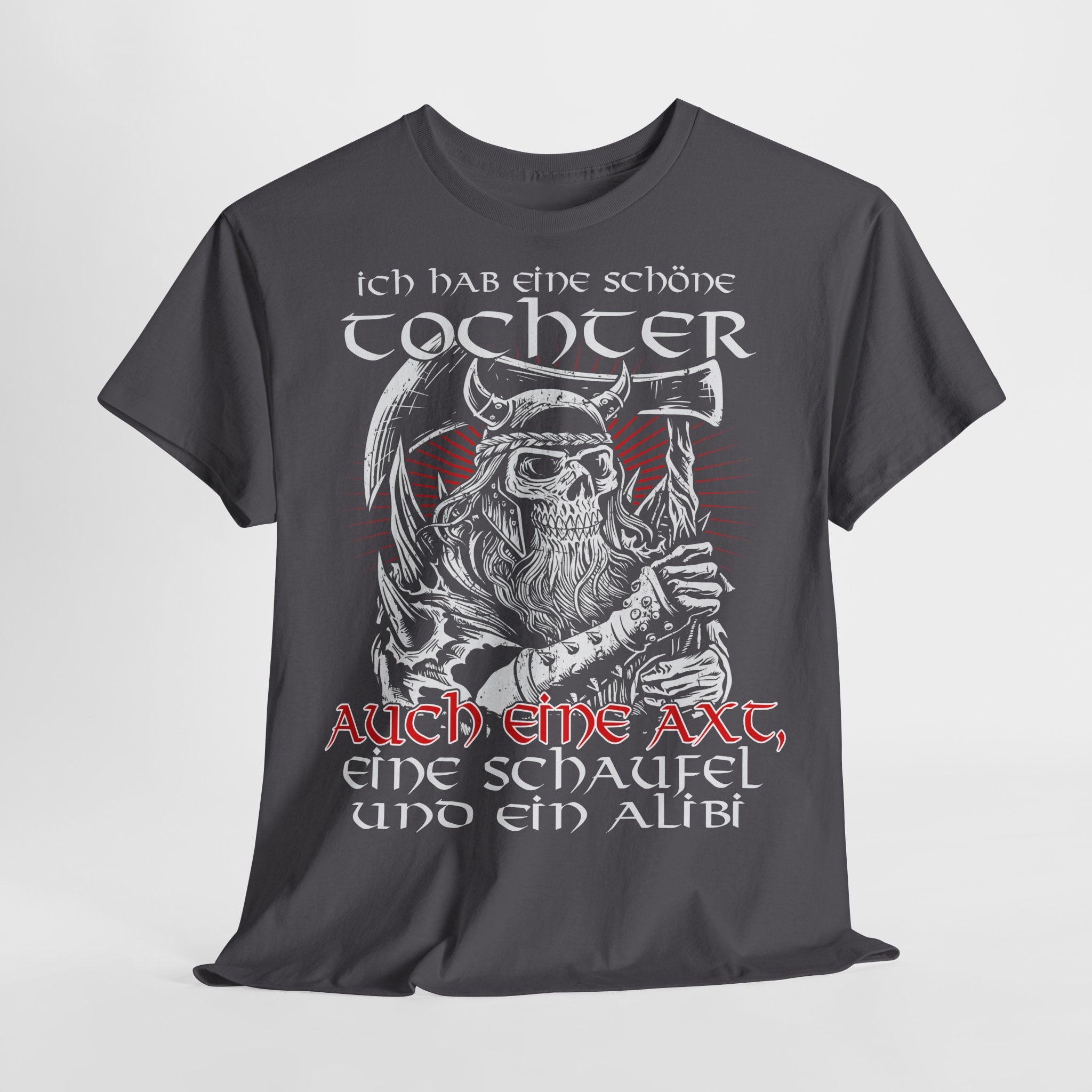 Vatertag Wikinger Vater habe Tochter Axt und Alibi Lustiges Geschenk T-Shirt