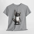 Lustiger Waschbär mit Sonnenbrille und Rock-Handzeichen – Lustiges T-Shirt für Rockfans