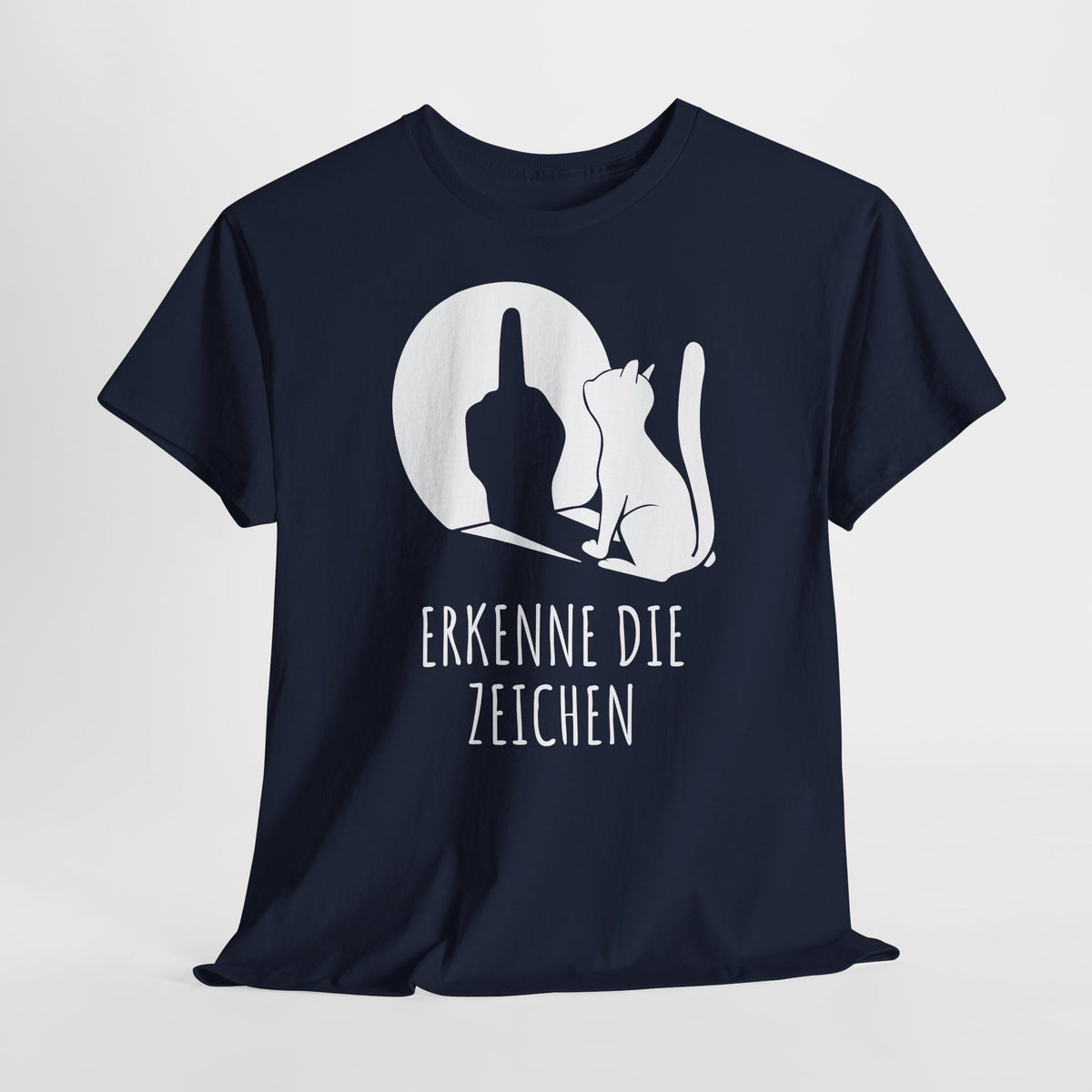 Lustige Katze Schatten Schattenspiel Mittelfinger Erkenne die Zeichen T-Shirt