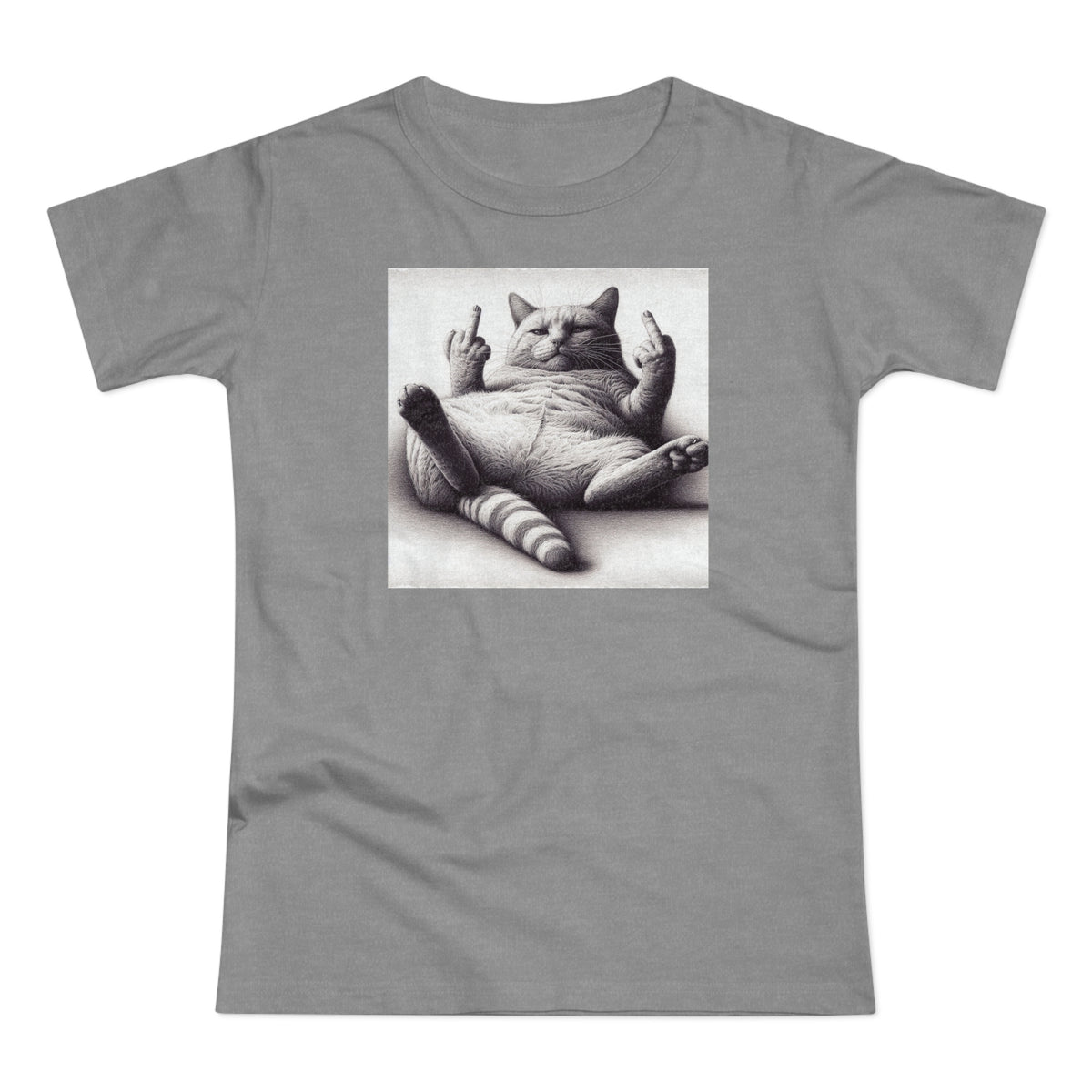 Lustige Faule Katze mit Mittelfinger - Frauen T-Shirt