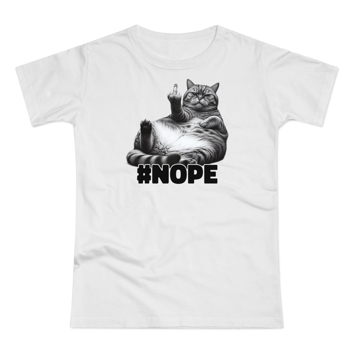 Lustige fette faule Katze mit Mittelfinger - NOPE keine Lust - Frauen T-Shirt