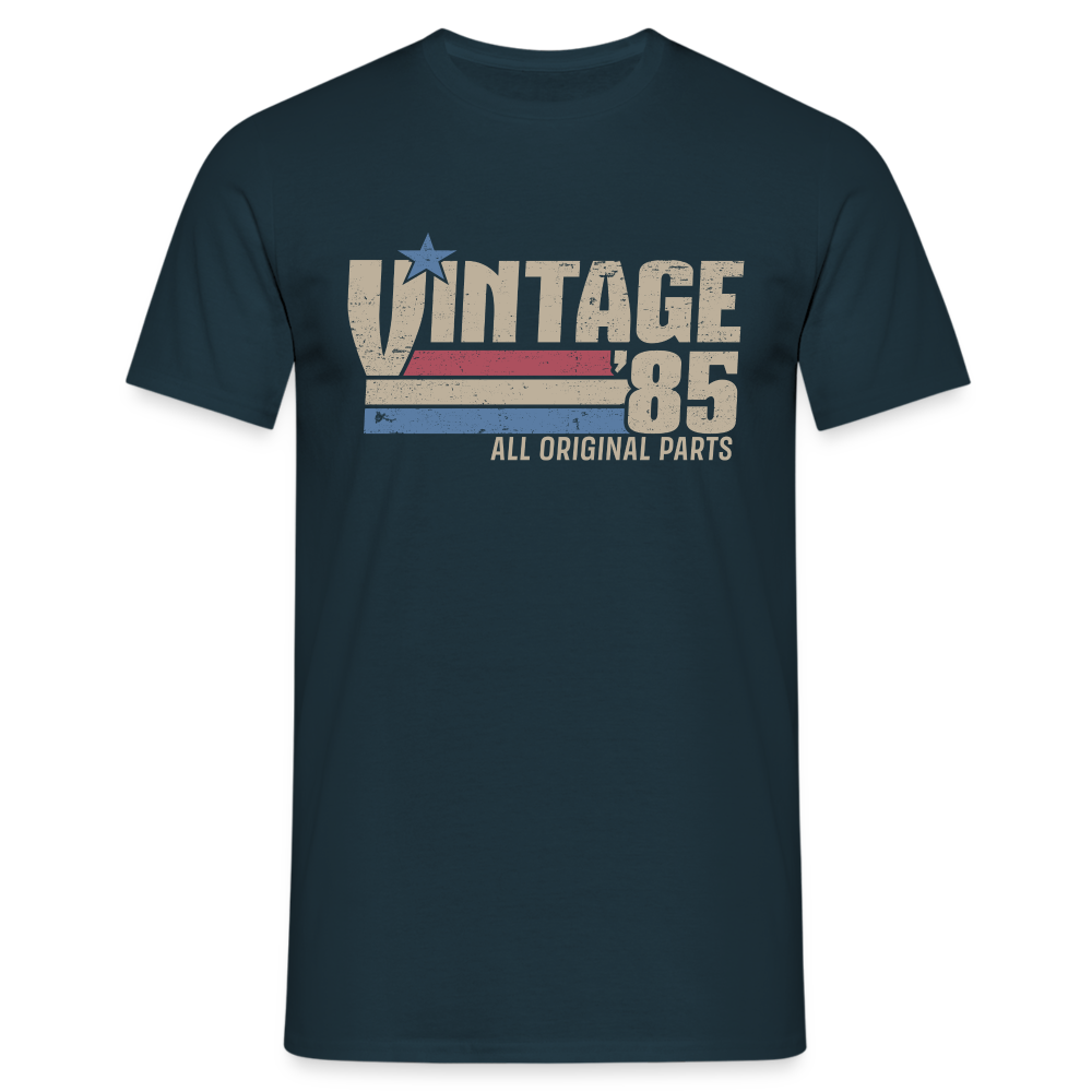 40. Geburtstag Jahrgang 1985 Vintage 85 Original Parts Retro Geschenk T-Shirt - Navy