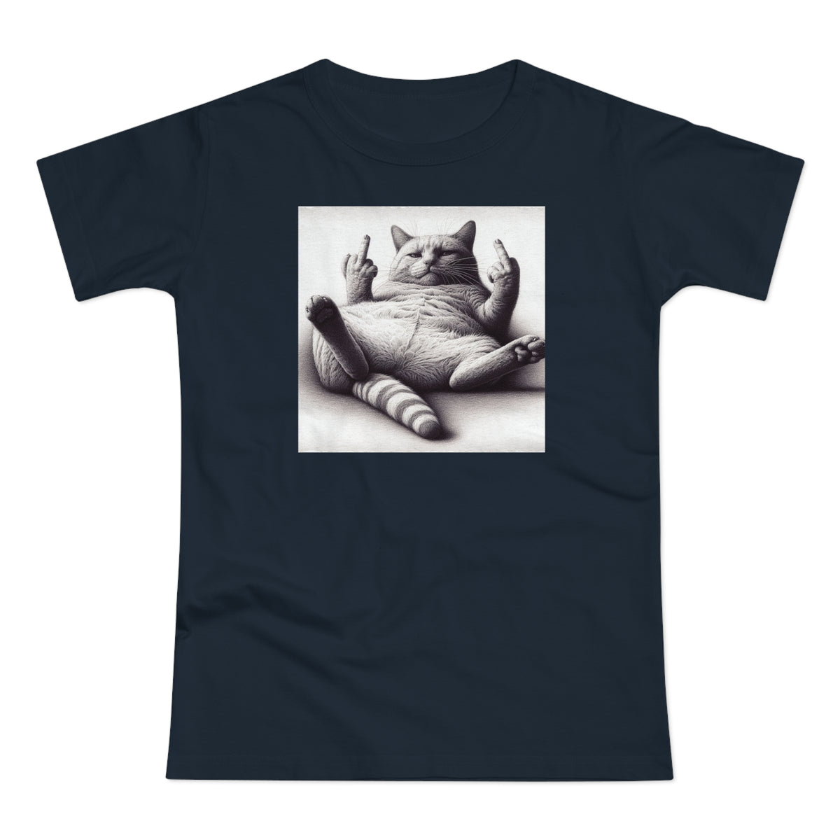 Lustige Faule Katze mit Mittelfinger - Frauen T-Shirt