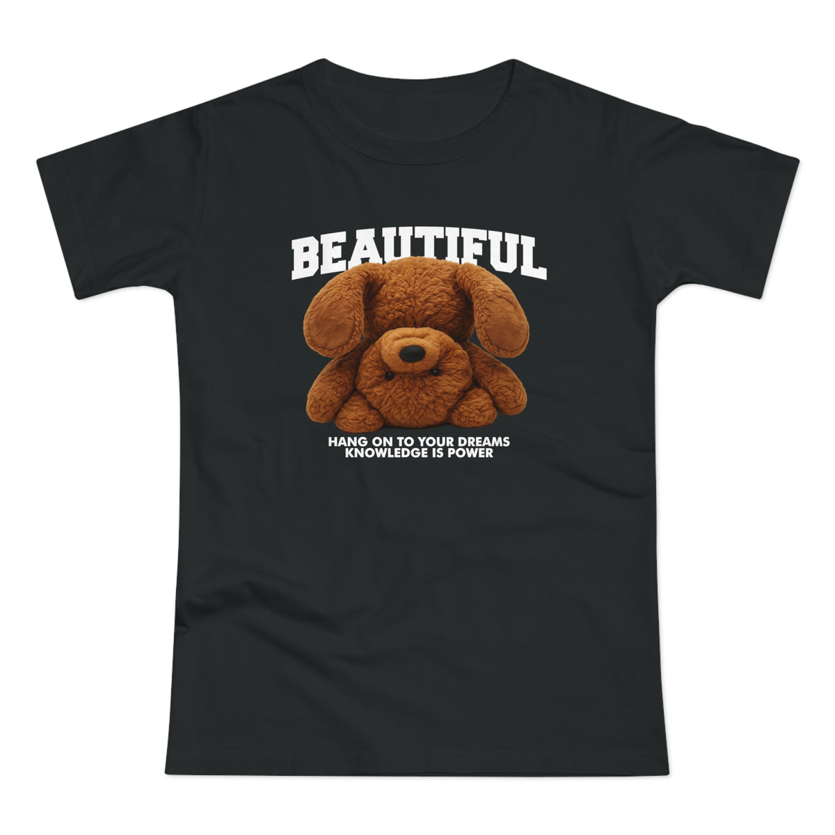 Kopfüber Teddy Bär T-Shirt – Realistisches Plüsch Design - Hang On Your Dreams - Damen Shirt