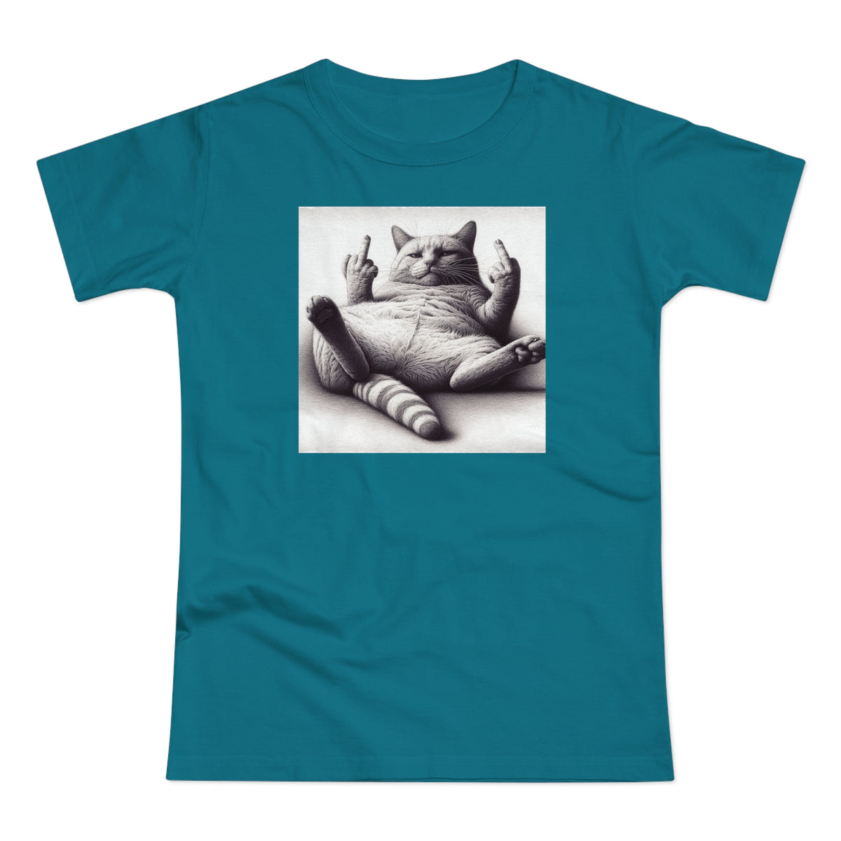 Lustige Faule Katze mit Mittelfinger - Frauen T-Shirt
