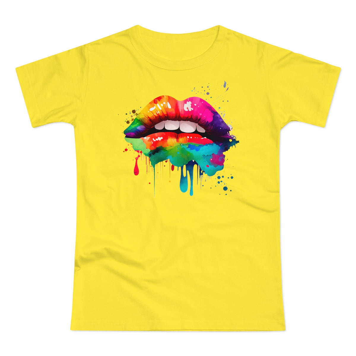 Kussmund Wasserfarben Bunter Kuss Damen T-Shirt