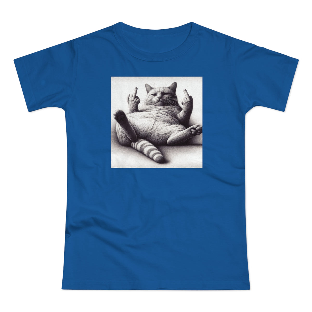 Lustige Faule Katze mit Mittelfinger - Frauen T-Shirt