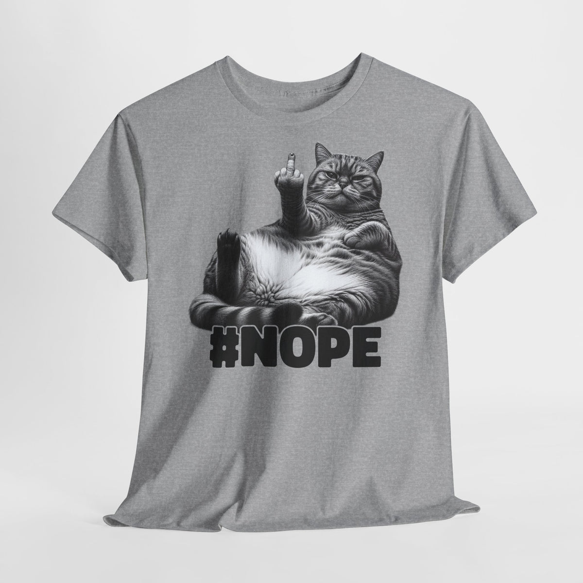 Lustige fette faule Katze mit Mittelfinger - NOPE keine Lust - Lustiges T-Shirt