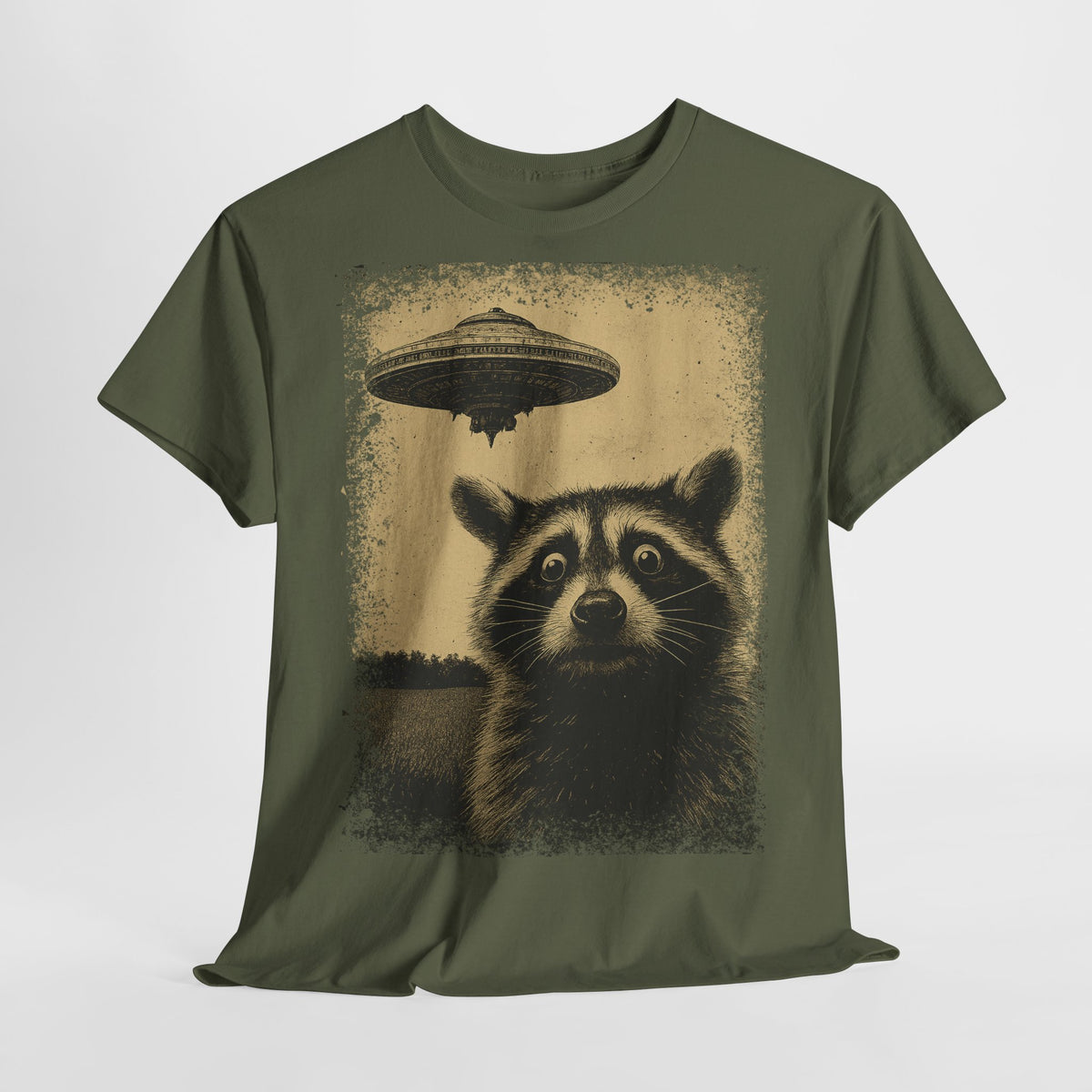 Waschbär UFO Alien Lustiges T-Shirt