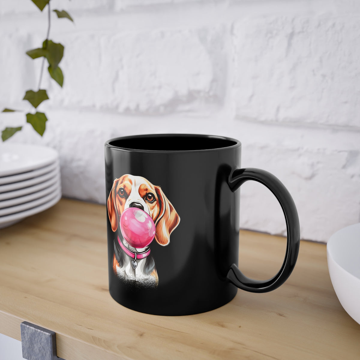 Hundeliebhaber T-Shirt - Lustiger Beagle mit Kaugummi - Beagle Hunde - Witzige Kaffee Tasse