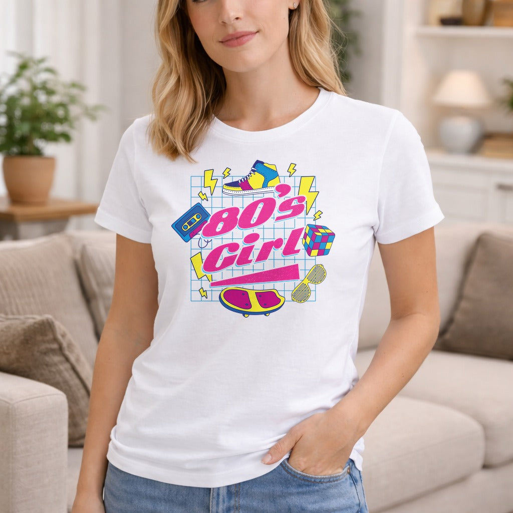 80er 90er Jahre Party Thema Party Outfit 80s Girl Frauen Premium T-Shirt – weiß