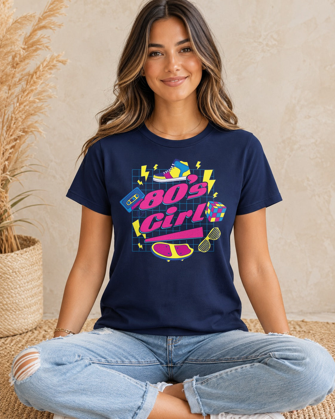 80er 90er Jahre Party Thema Party Outfit 80s Girl Frauen Premium T-Shirt – Navy