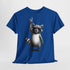Lustiger Waschbär mit Sonnenbrille und Rock-Handzeichen – Lustiges T-Shirt für Rockfans