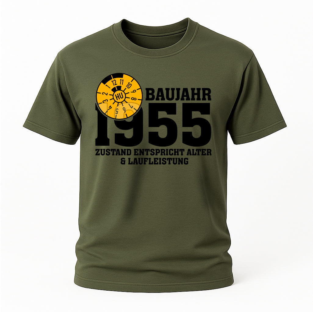 70. Geburtstag TÜV Plakette Baujahr 1955 Zustand entspricht Alter und Laufleistung Lustiges Geschenk T-Shirt