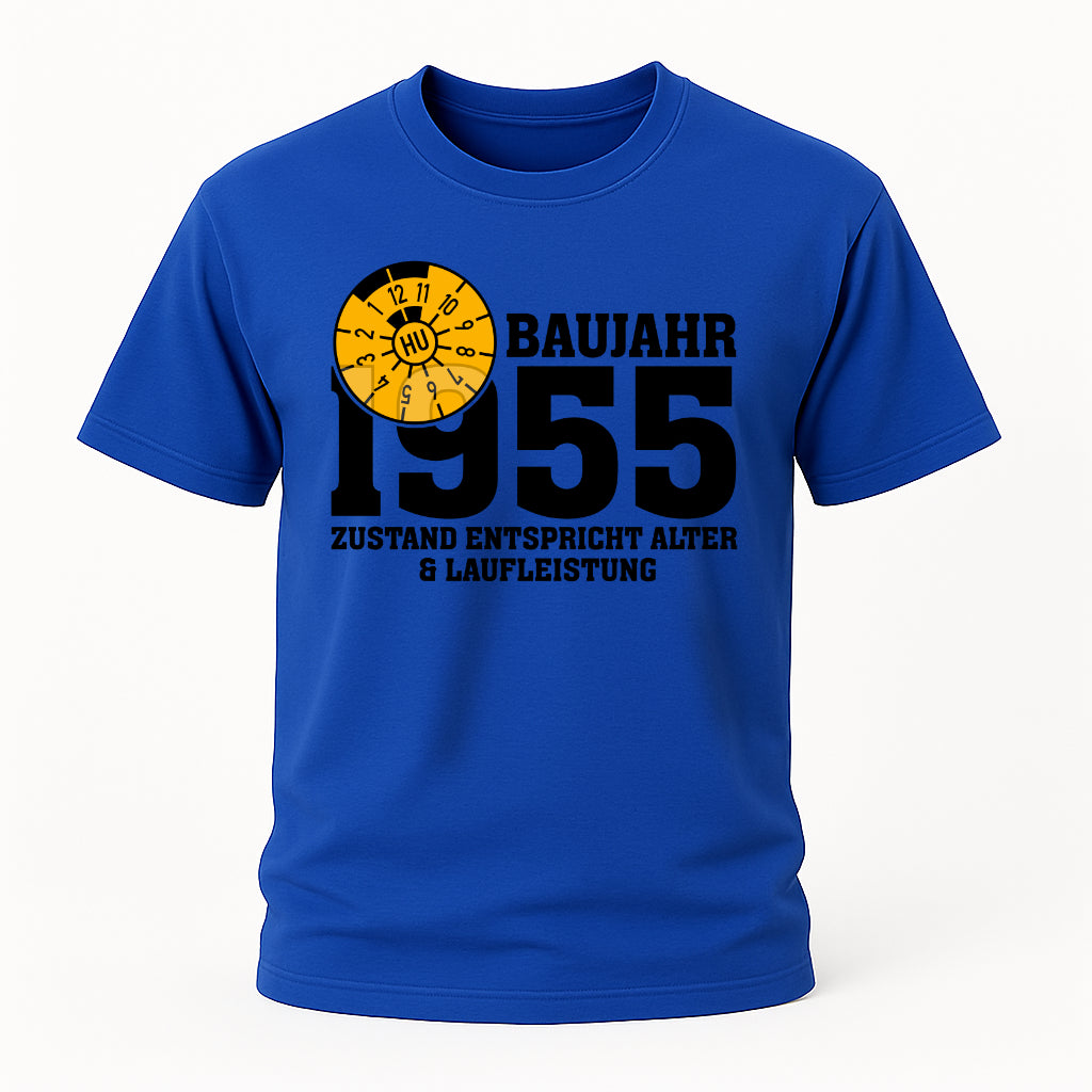 70. Geburtstag TÜV Plakette Baujahr 1955 Zustand entspricht Alter und Laufleistung Lustiges Geschenk T-Shirt
