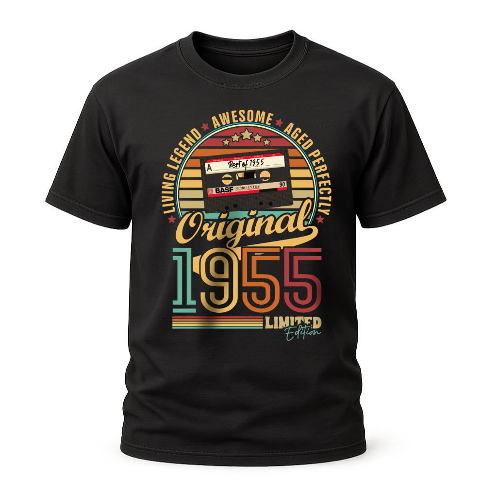 70. Geburtstag Geboren 1955 Retro Kassette Limited Edition Geschenk T-Shirt