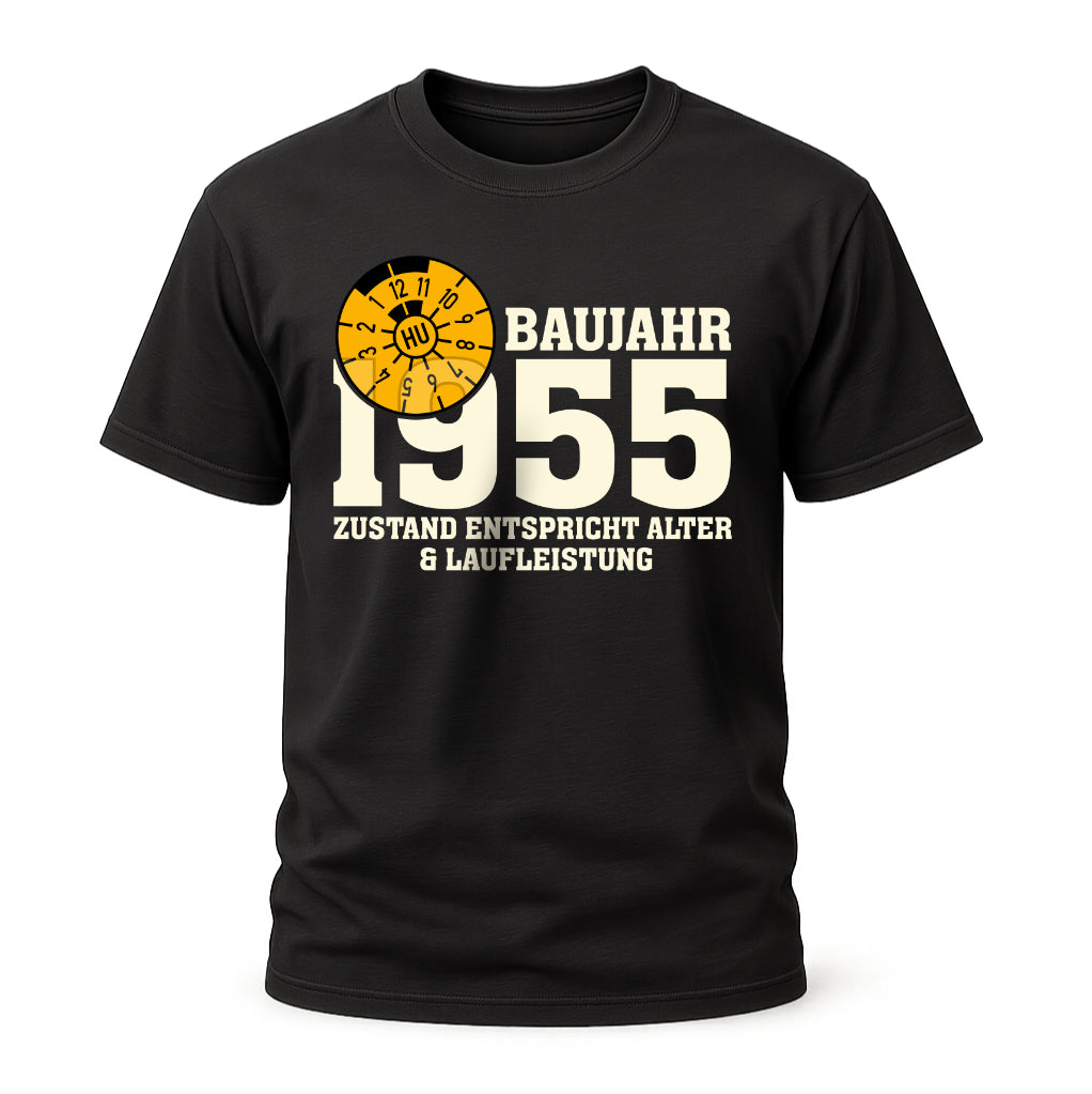 70. Geburtstag TÜV Plakette Baujahr 1955 Zustand entspricht Alter und Laufleistung Lustiges Geschenk T-Shirt