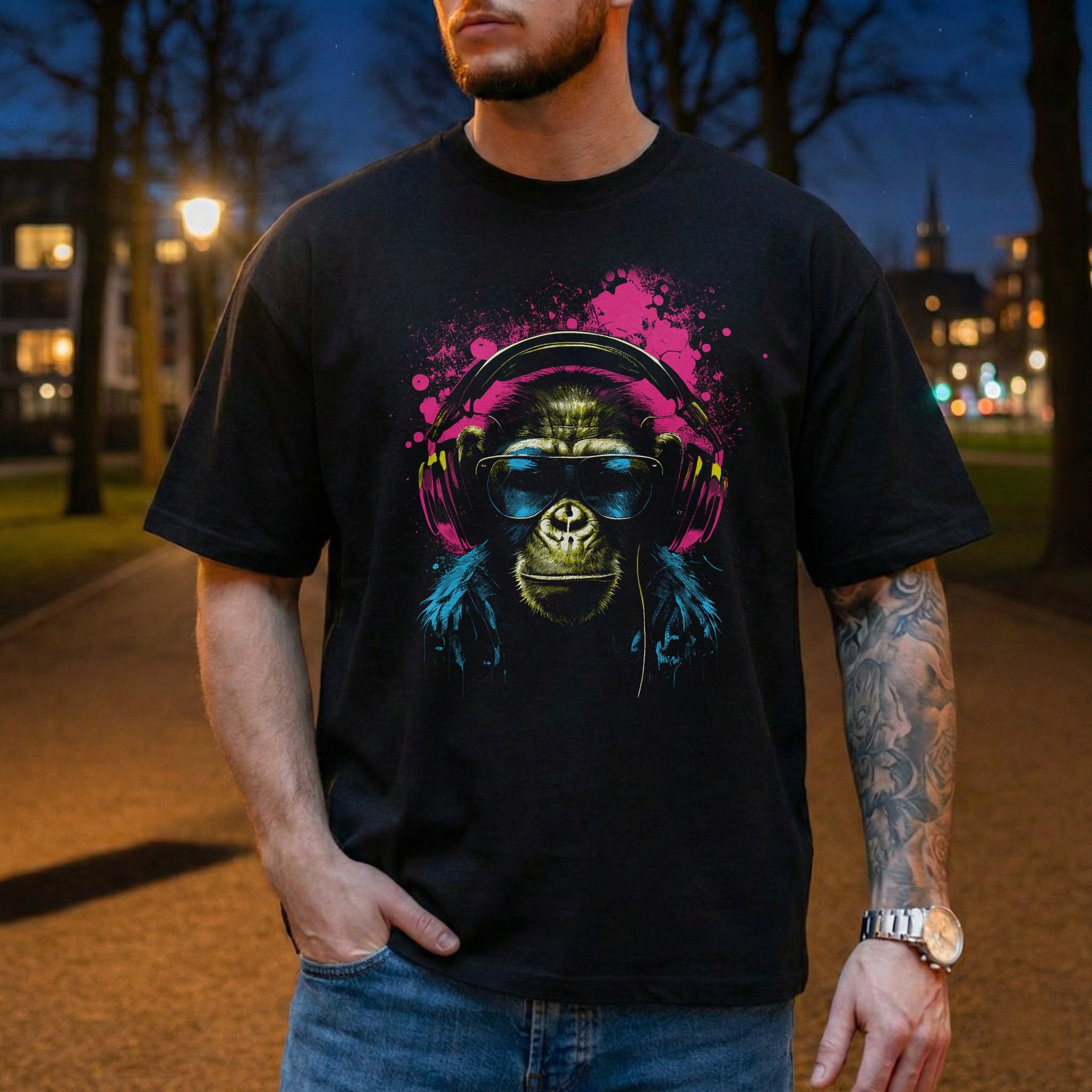 DJ Affe - Lustiges T-Shirt – Schwarz
