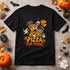Pizza vor Panik Halloween T-Shirt mit Skelett, Grusel Pizza Spruch, lustiges Horror Shirt