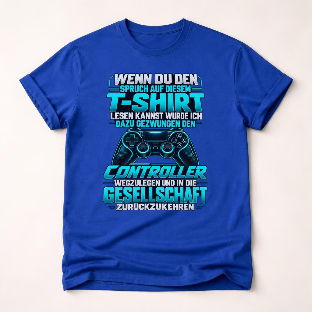 Gaming T-Shirt Herren lustig Controller Spruch Gamer Shirt schwarz Geschenk fuer Zocker Nerd Funshirt