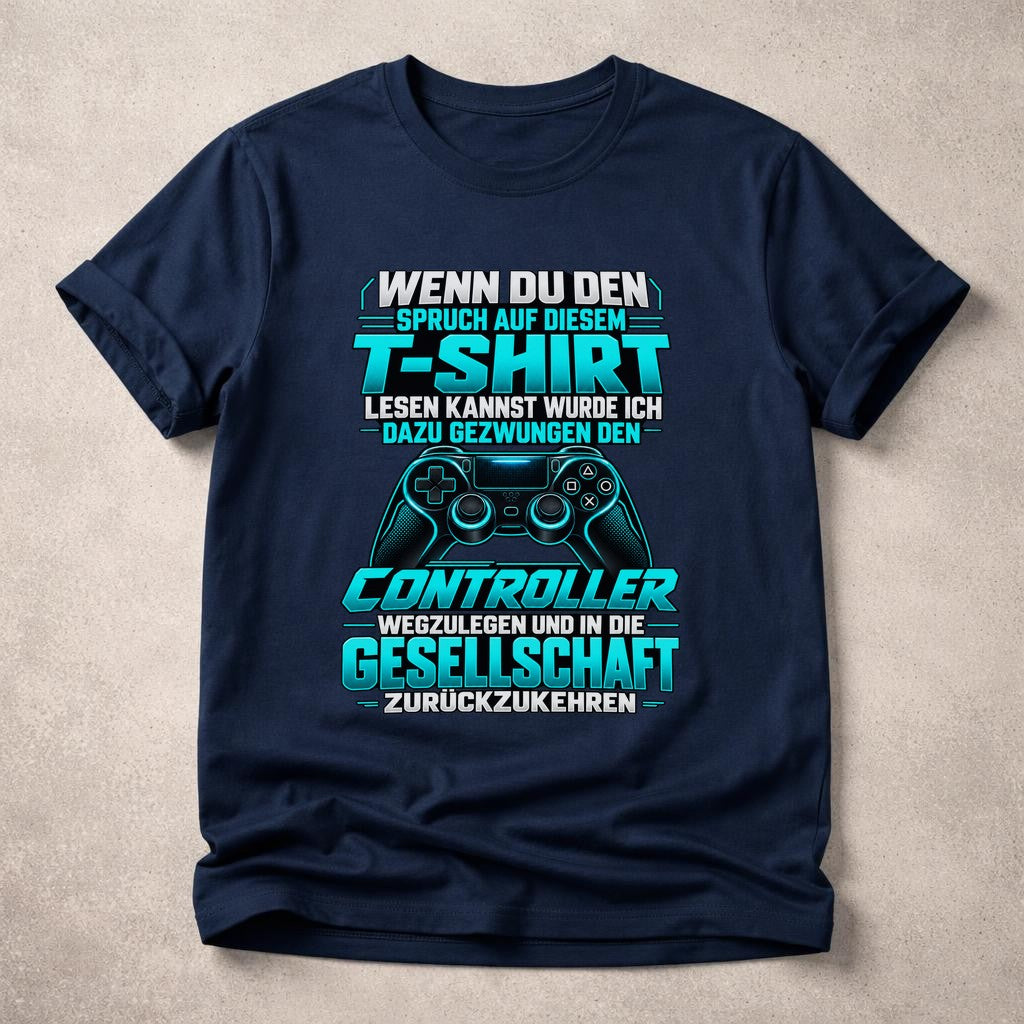 Gaming T-Shirt Herren lustig Controller Spruch Gamer Shirt schwarz Geschenk fuer Zocker Nerd Funshirt