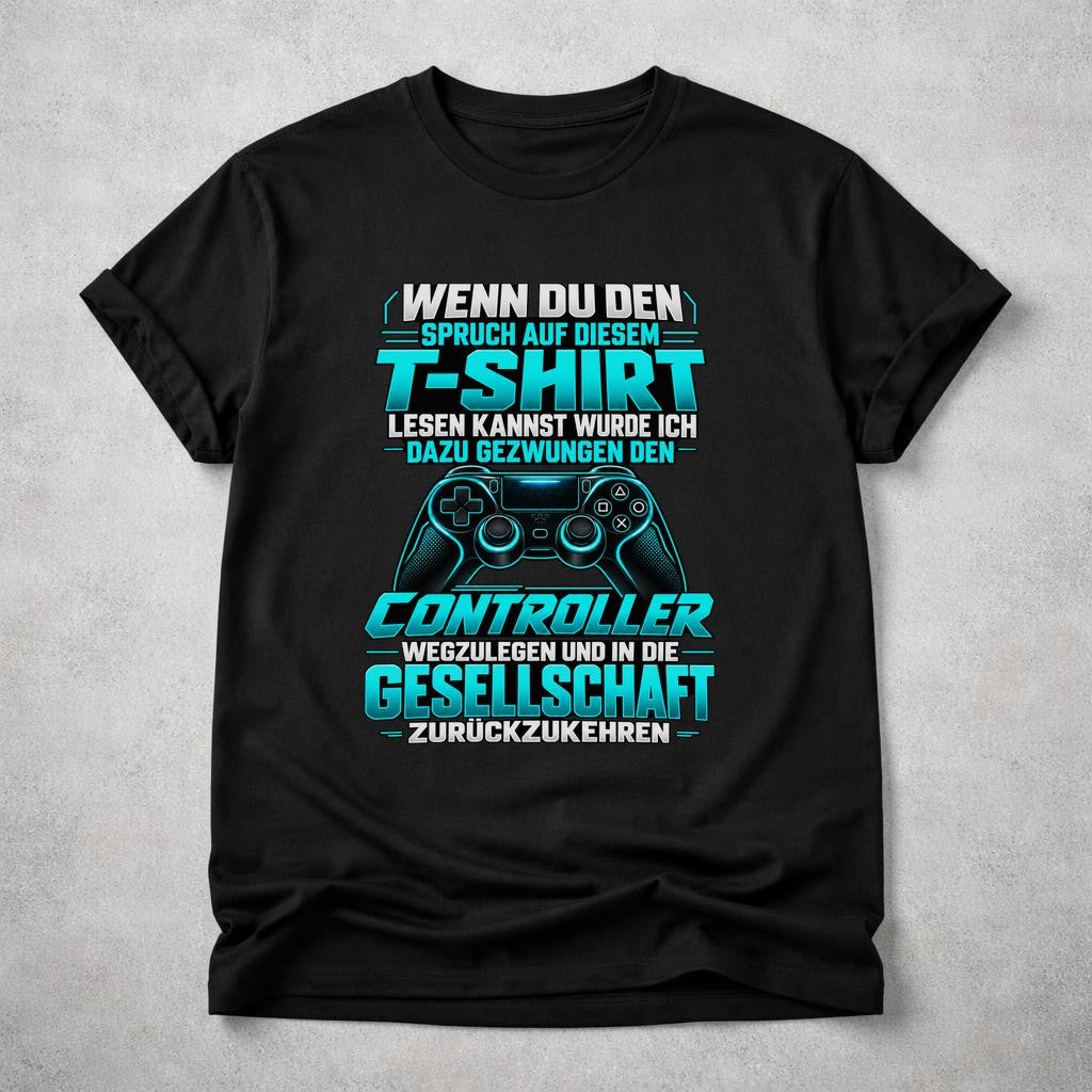 Gaming T-Shirt Herren lustig Controller Spruch Gamer Shirt schwarz Geschenk fuer Zocker Nerd Funshirt