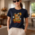 Pizza vor Panik Halloween T-Shirt mit Skelett, Grusel Pizza Spruch, lustiges Horror Shirt