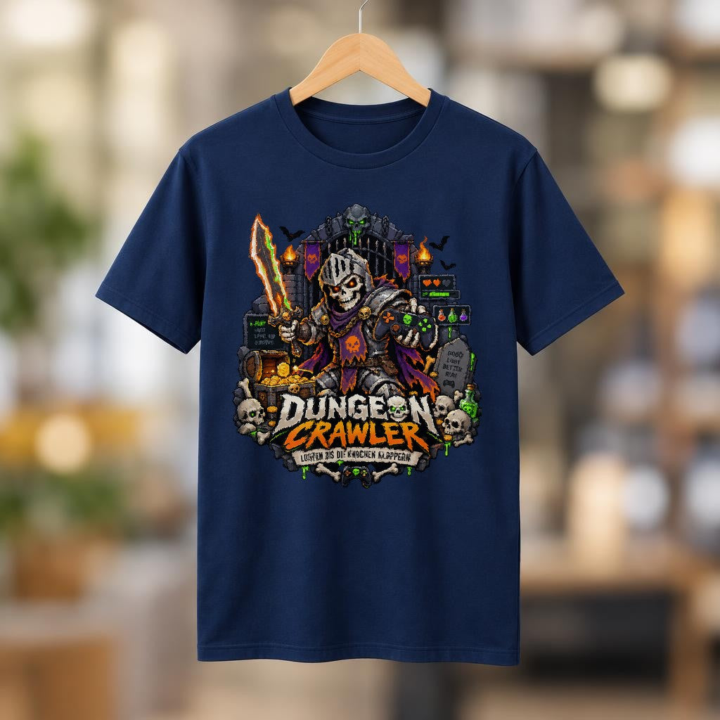Dungeon Crawler T-Shirt Gamer Skull Fantasy Looting Spruch Shirt