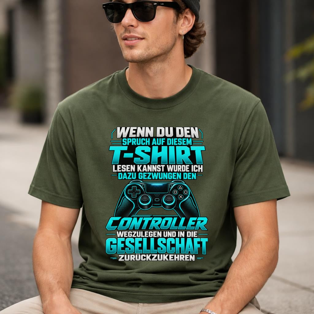 Gaming T-Shirt Herren lustig Controller Spruch Gamer Shirt schwarz Geschenk fuer Zocker Nerd Funshirt