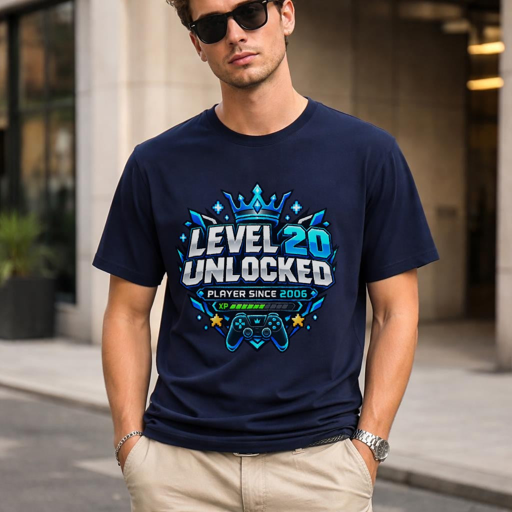 Level 20 Unlocked Gamer T-Shirt Herren – Player Since 2006 Geschenk