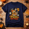 Pizza vor Panik Halloween T-Shirt mit Skelett, Grusel Pizza Spruch, lustiges Horror Shirt
