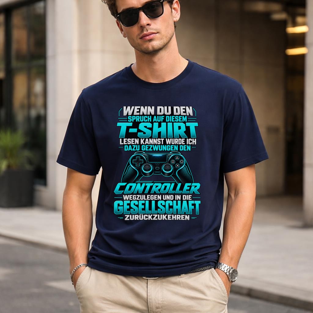 Gaming T-Shirt Herren lustig Controller Spruch Gamer Shirt schwarz Geschenk fuer Zocker Nerd Funshirt