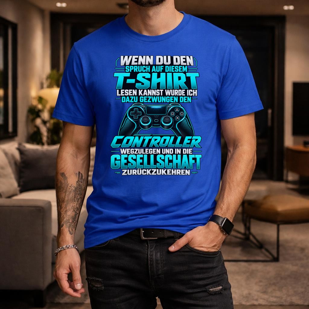 Gaming T-Shirt Herren lustig Controller Spruch Gamer Shirt schwarz Geschenk fuer Zocker Nerd Funshirt