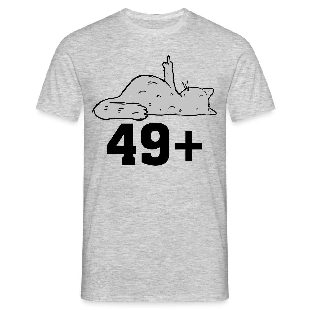 50. Geburtstag 49+ Katze Mittelfinger Lustiges Geschenk T-Shirt - Grau meliert