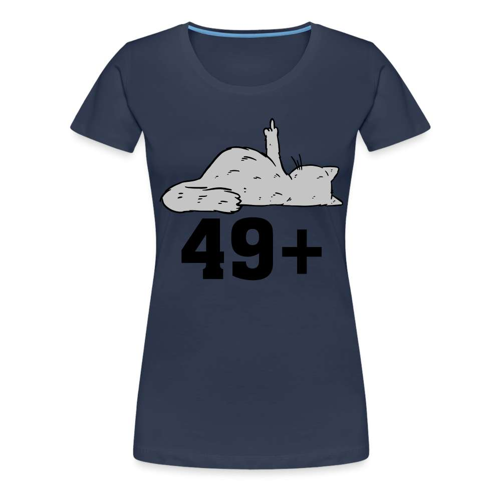 50. Geburtstag 49+ Katze Mittelfinger Lustiges Geschenk Frauen T-Shirt - Navy