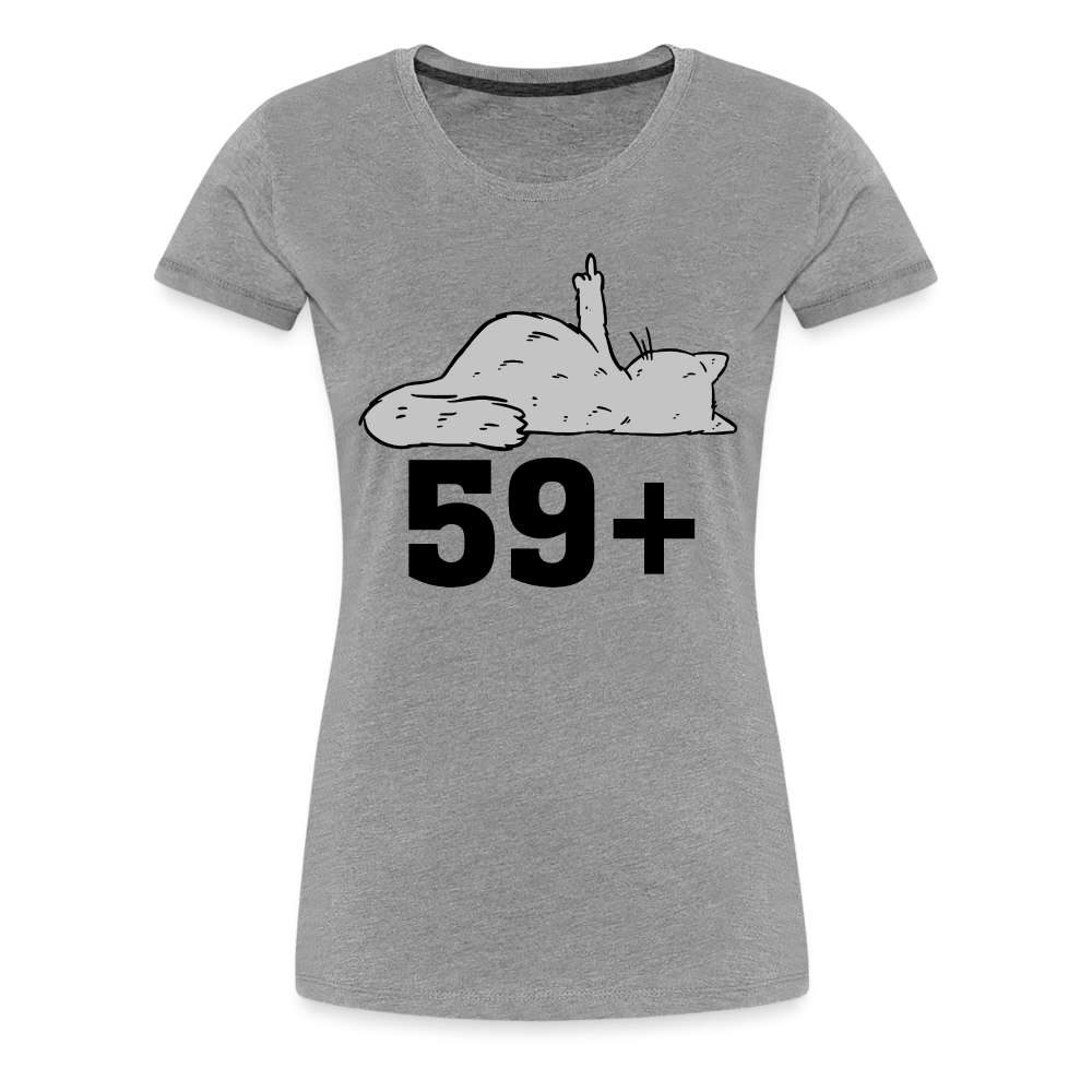 60. Geburtstag 59+ Katze Mittelfinger Lustiges Geschenk Frauen T-Shirt - Grau meliert