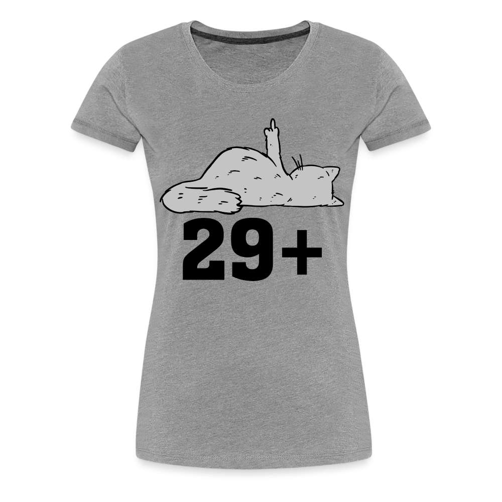 30. Geburtstag 29+ Katze Mittelfinger Lustiges Geschenk Frauen T-Shirt - Grau meliert