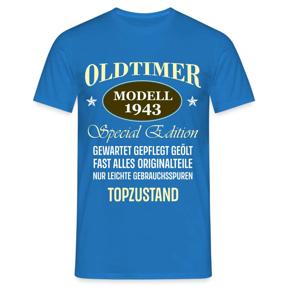 80. Geburtstag - Oldtimer Geboren 1943 - Vintage Geschenk T-Shirt - Royalblau
