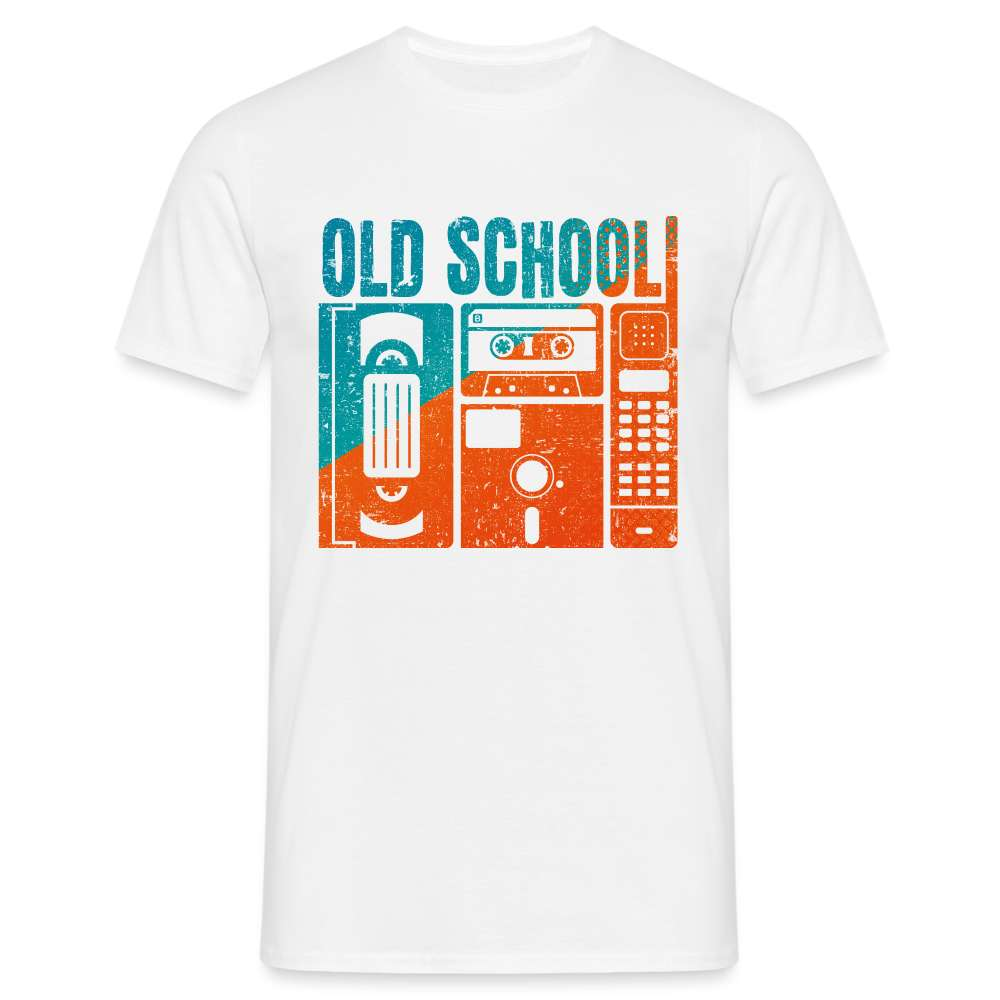 Vintage Technik Musik Tape Kassette - Video Kassette - Diskette - Retro T-Shirt - weiß