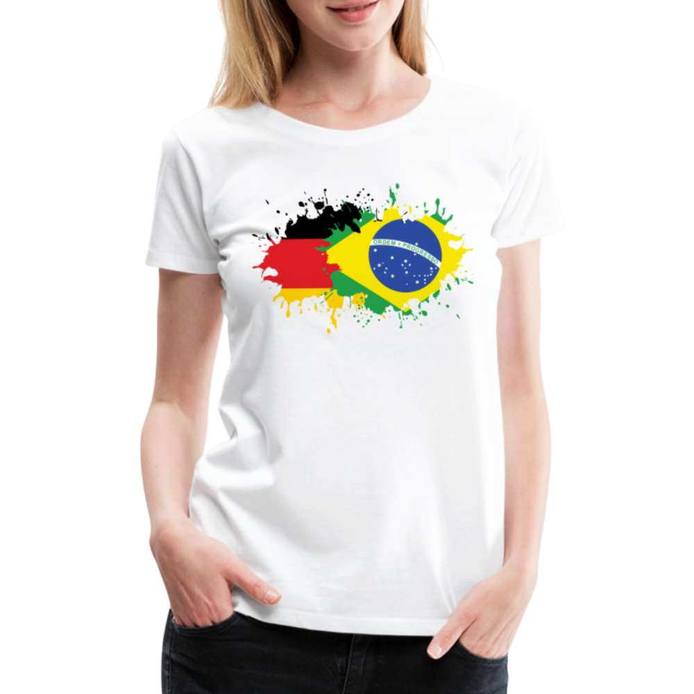 Deutsch Brasilien Flagge - German Brazil Flag - Damen Premium T-Shirt - weiß