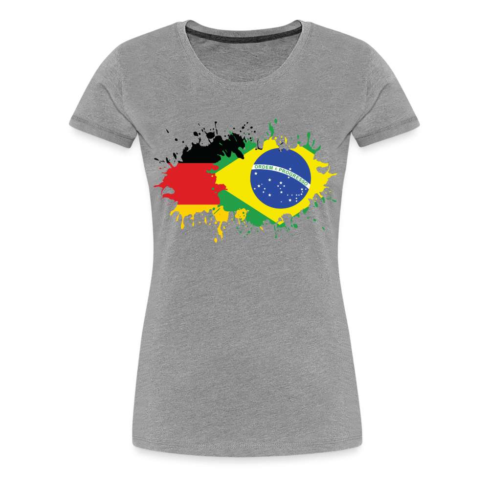 Deutsch Brasilien Flagge - German Brazil Flag - Damen Premium T-Shirt - Grau meliert