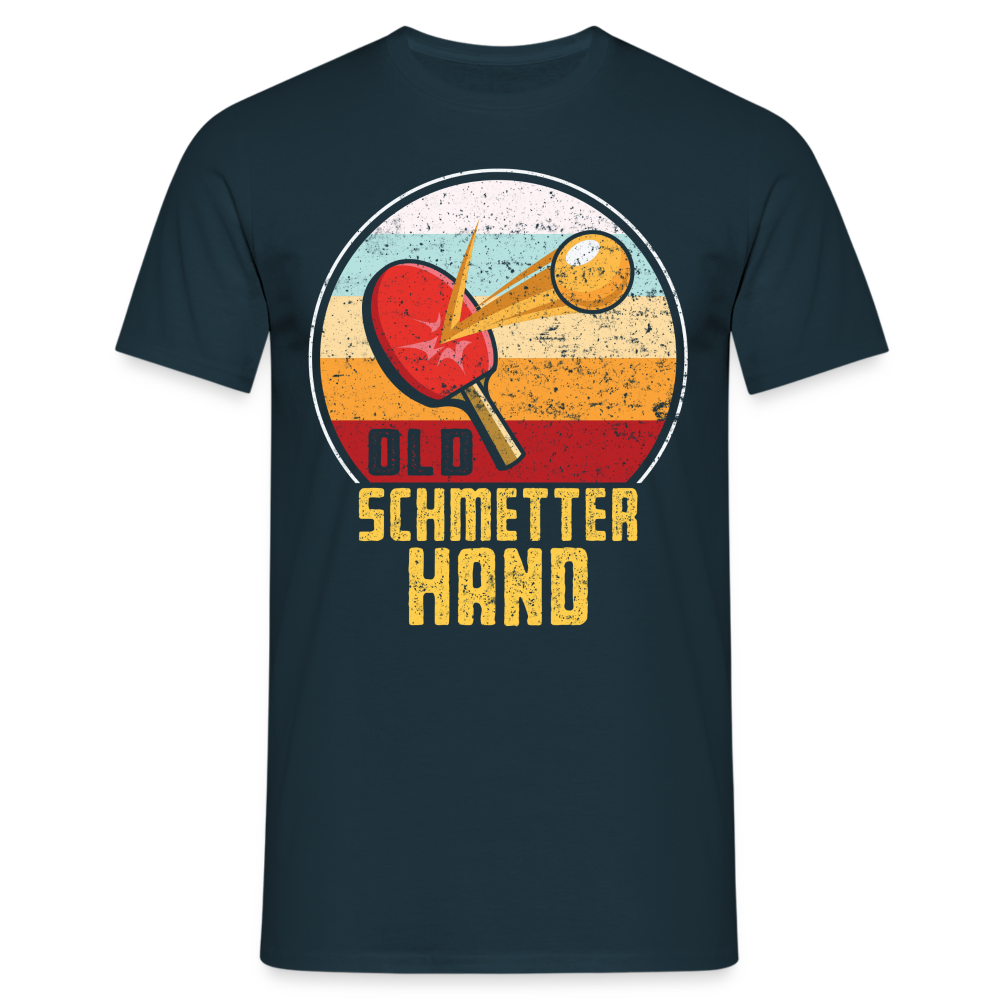 Tisch Tennis Shirt Old Schmetterhand Lustiges Ping Pong Geschenk T-Shirt - Navy