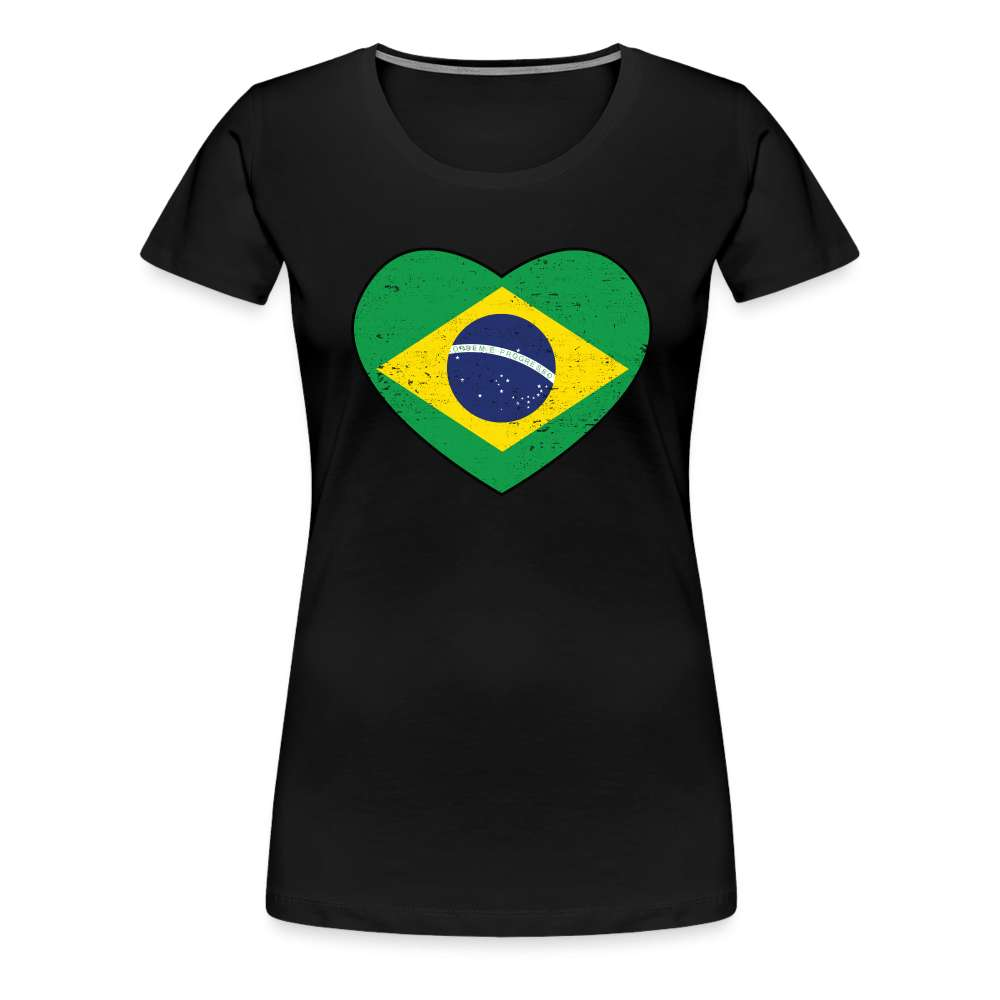 Brasilien Herz Flagge - Love Brazil - Brasilien Fan Frauen T-Shirt - Schwarz