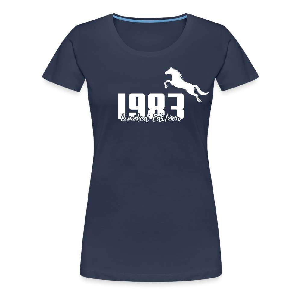 40. Geburtstag Pferdeliebhaberin 1983 Limited Edition Geschenk Frauen T-Shirt - Navy