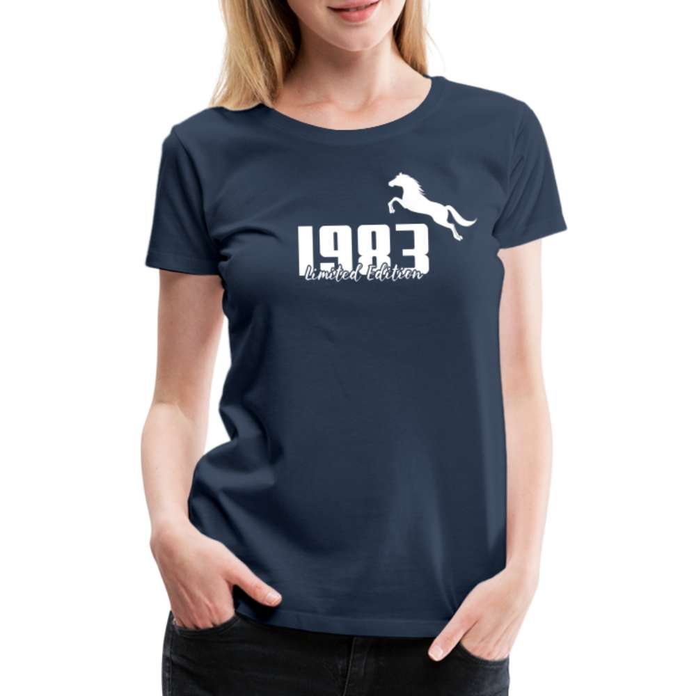 40. Geburtstag Pferdeliebhaberin 1983 Limited Edition Geschenk Frauen T-Shirt - Navy