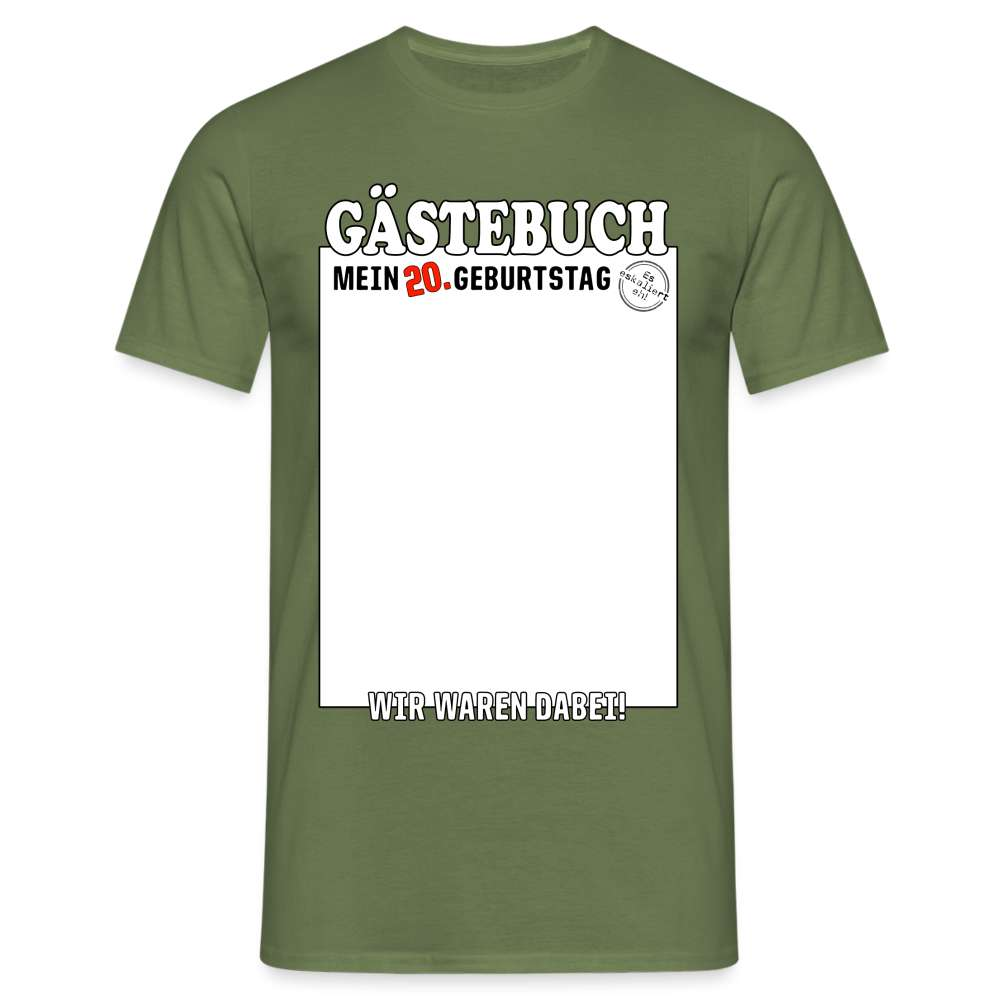 20. Geburtstag Gästebuch - Wir waren dabei - Geschenk T-Shirt - Militärgrün