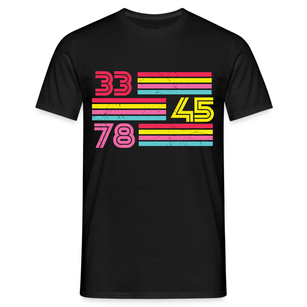 Schallplatten Fan Vinyl 33 45 78 Vintage Retro Style T-Shirt - Schwarz