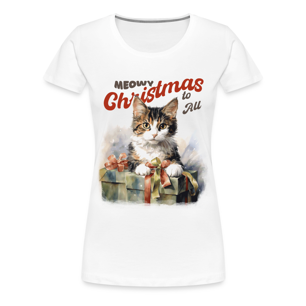 Weihnachten Katze - Meow Christmas - Frauen Premium T-Shirt - weiß